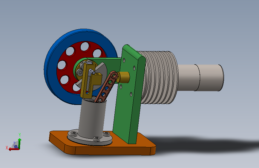 完整设计的斯特林发动机模型