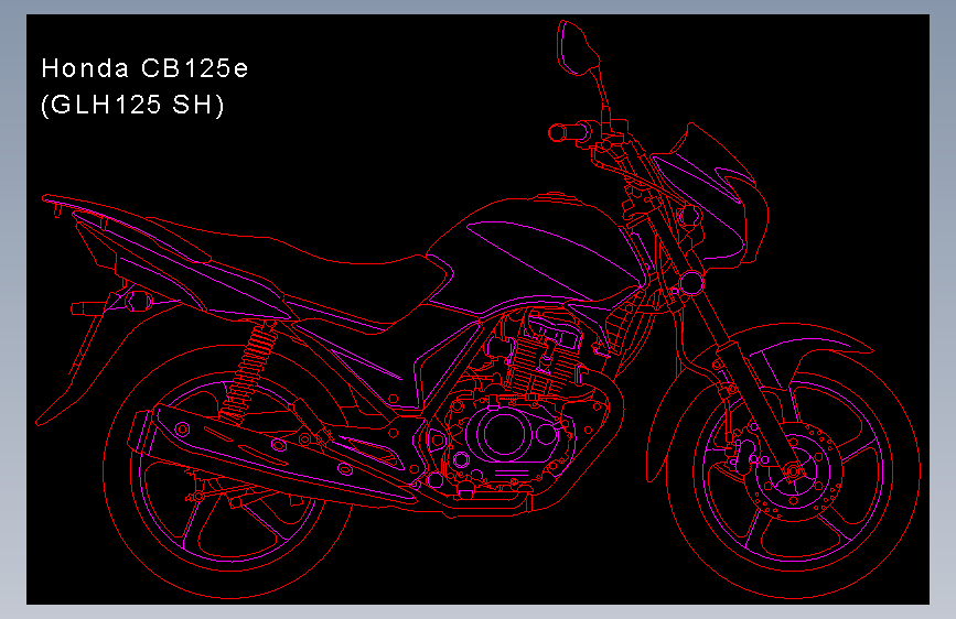 本田CB125e摩托车总成图纸