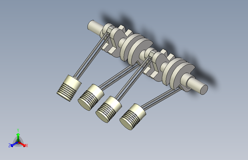 四缸发动机曲轴活塞机构