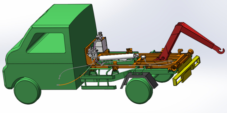 1吨级车厢可卸式垃圾收集转运车液压系统含原理图