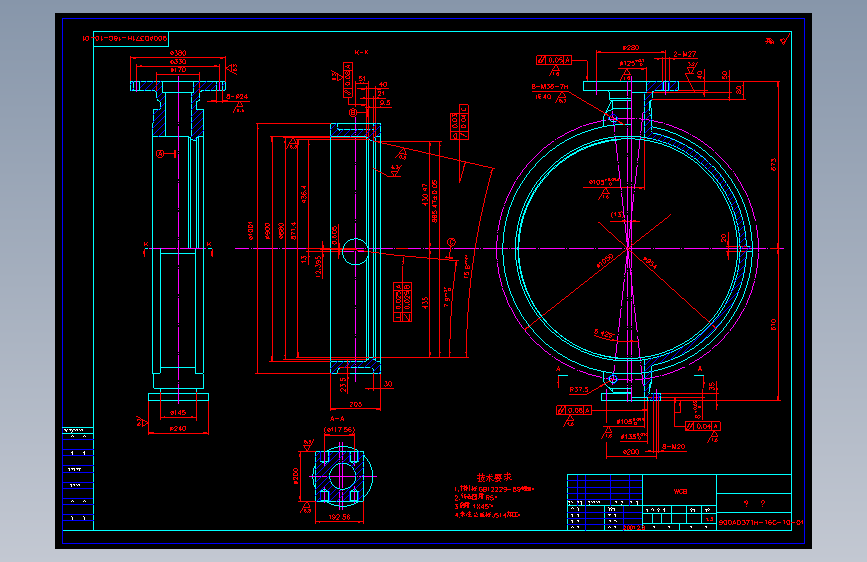 蝶阀900AD341W-1C（含零件图） cad