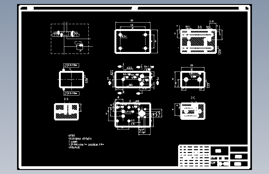 三位四通+溢流阀集成阀块CAD图纸 753828==wb40