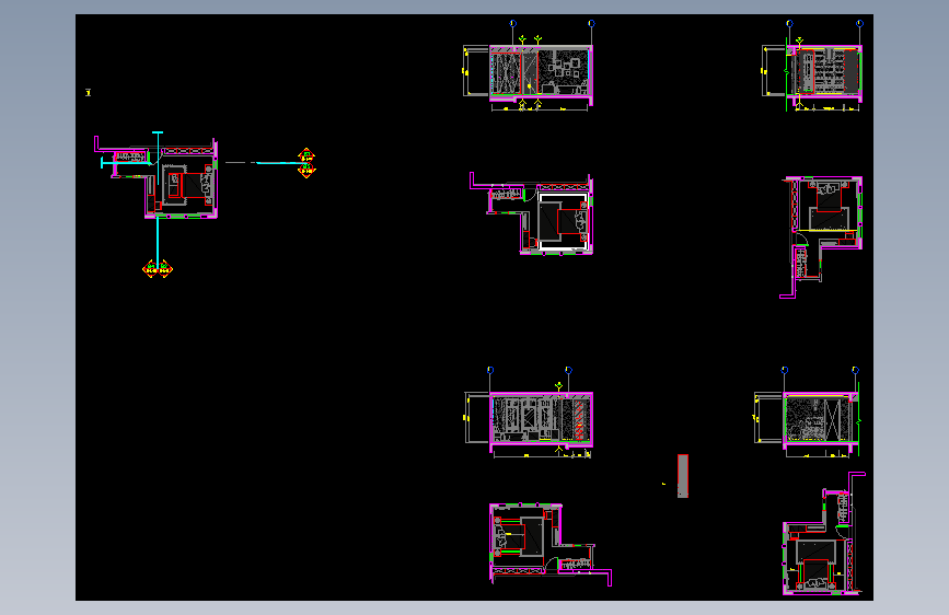 01卧室1立面 B1-B4施工图
