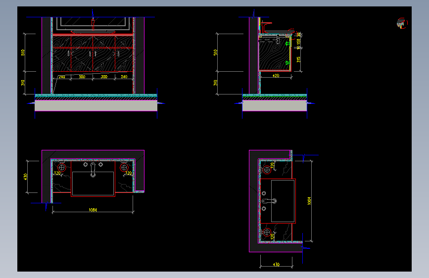 D13二层洗手台大样图施工图