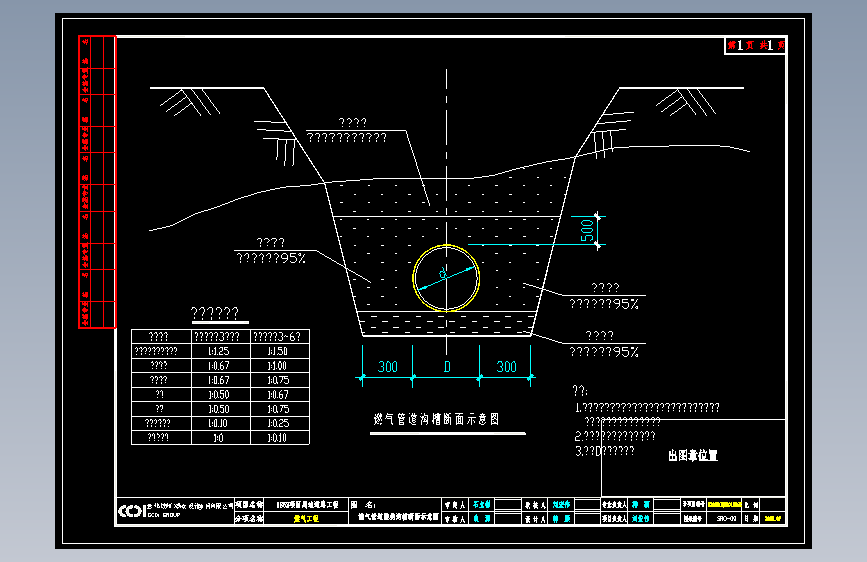 09 燃气管道沟槽断面示意图