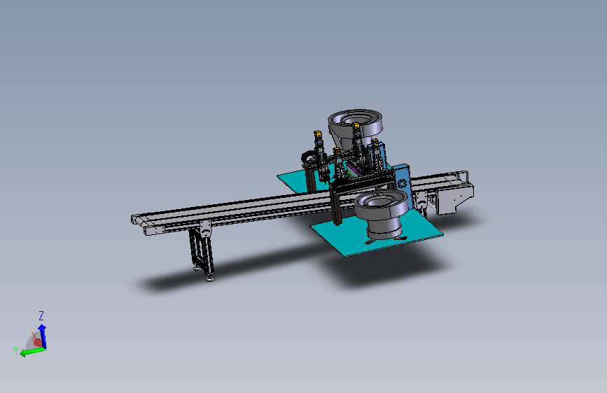 C15_皮带输送线两侧振动盘自动化上料设计