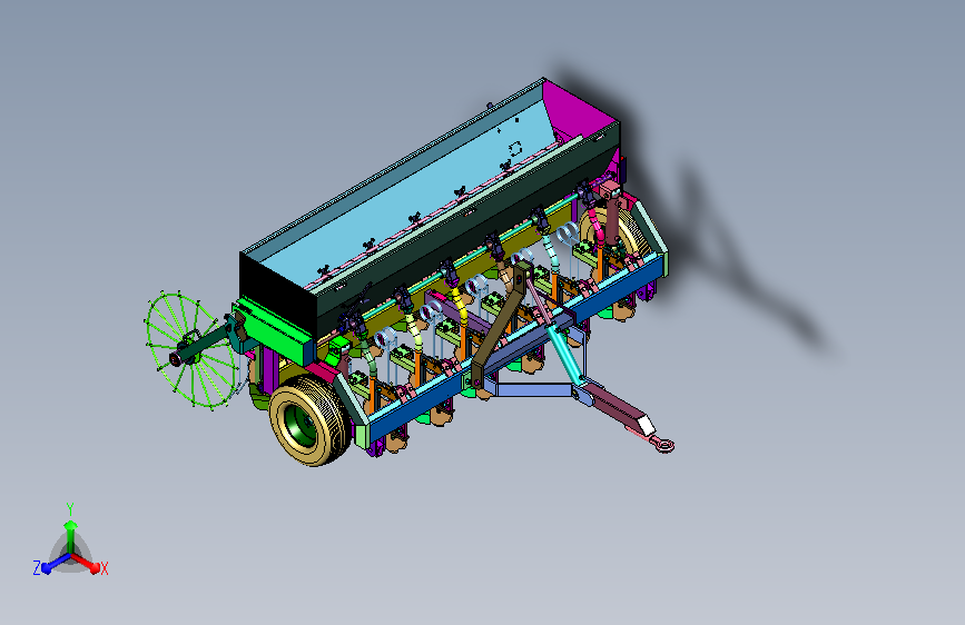 农田拖挂传动撒籽耕种设备