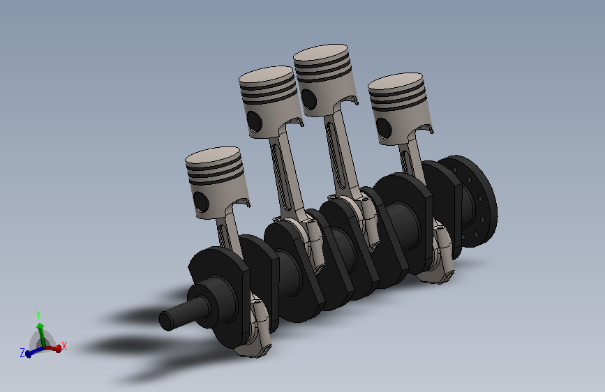 A0006911-四缸发动机的简单内部结构