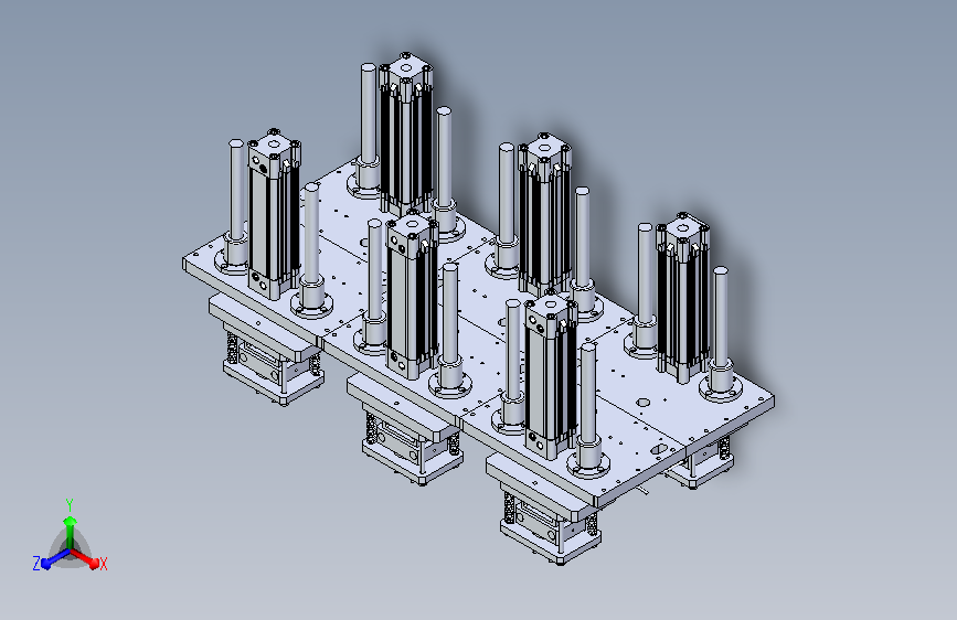 多排列伸缩缸压模机构 - 副本