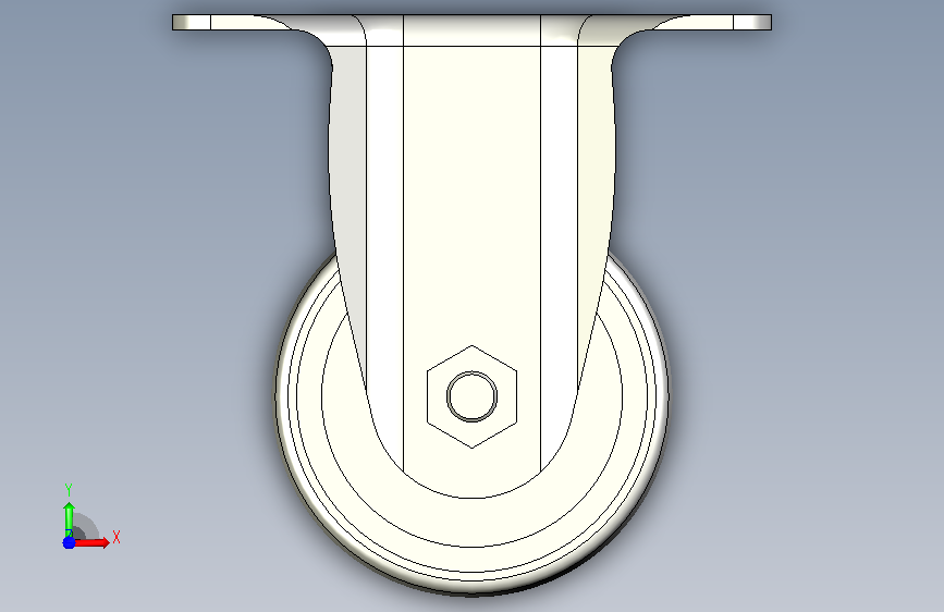 平板型固定脚轮63mm-PU 正面视图