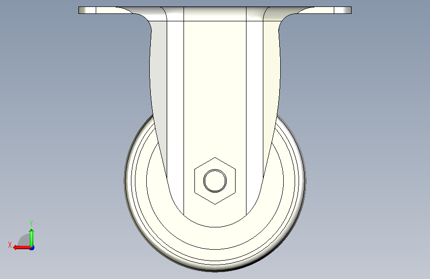 平板型固定脚轮63mm-PU 背面视图