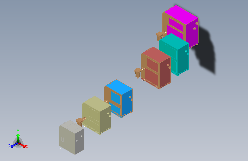6种型号干冷箱模型图