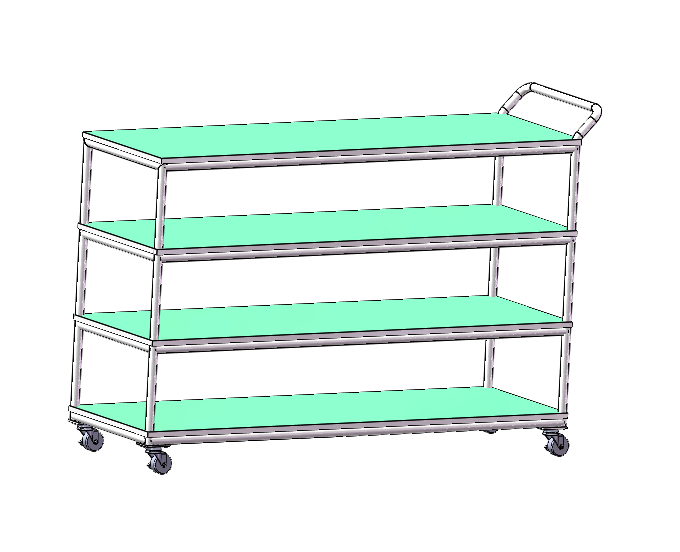 A0007110-重型4层手推车，带75毫米万向轮