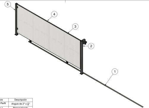 “5米x2米带扶手的简易滑动门。