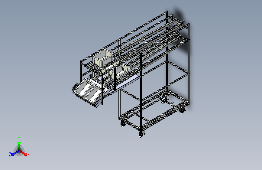300x2000x150单层并排顶部回流料架