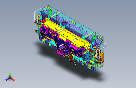 DRGA2-仪表板后模两侧大滑块-中控台区域大滑块-B板空间增加方铁弥补滑块运动空间结构