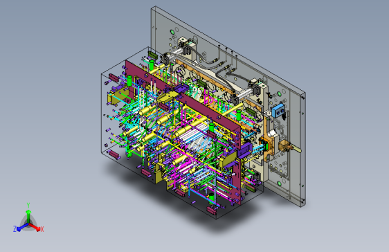 FYFA1-仪表板标准牛角进胶结构-简易直顶顶出结构-两侧滑块加斜顶结构