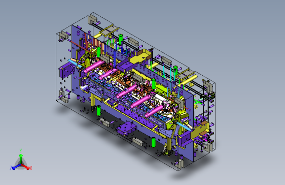 FYXA2-仪表板前模型腔弹块-后模大滑块结构