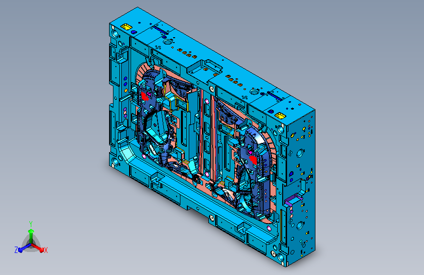 M160103-佛吉亚一模两穴门板数据-4块顶针板二次顶出结构