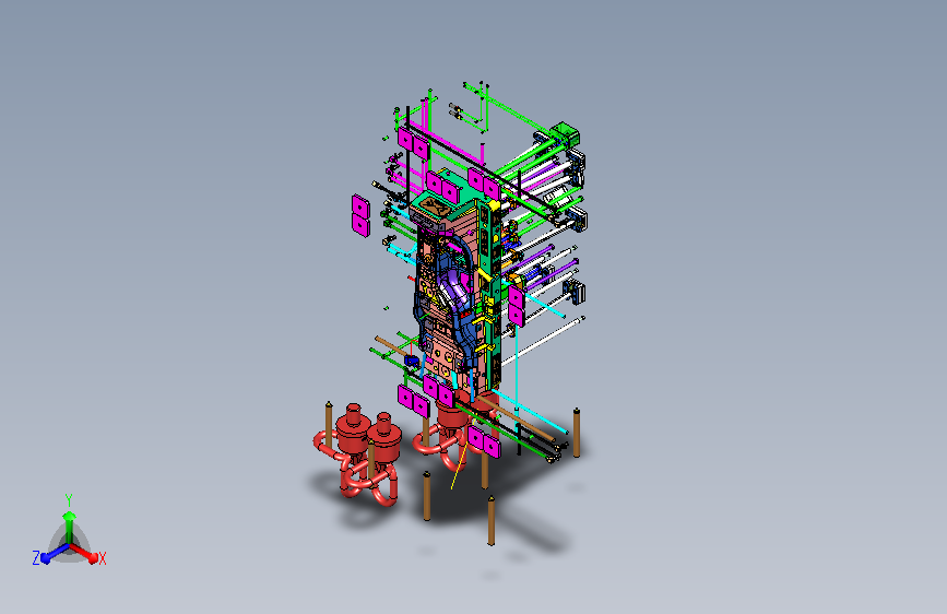 M160004-佛吉亚CNSL数据-后模大抽芯结构-BOSS柱，斜顶等空间不足的设计方式-拉变形前，阻碍变形的筋位的处理方式