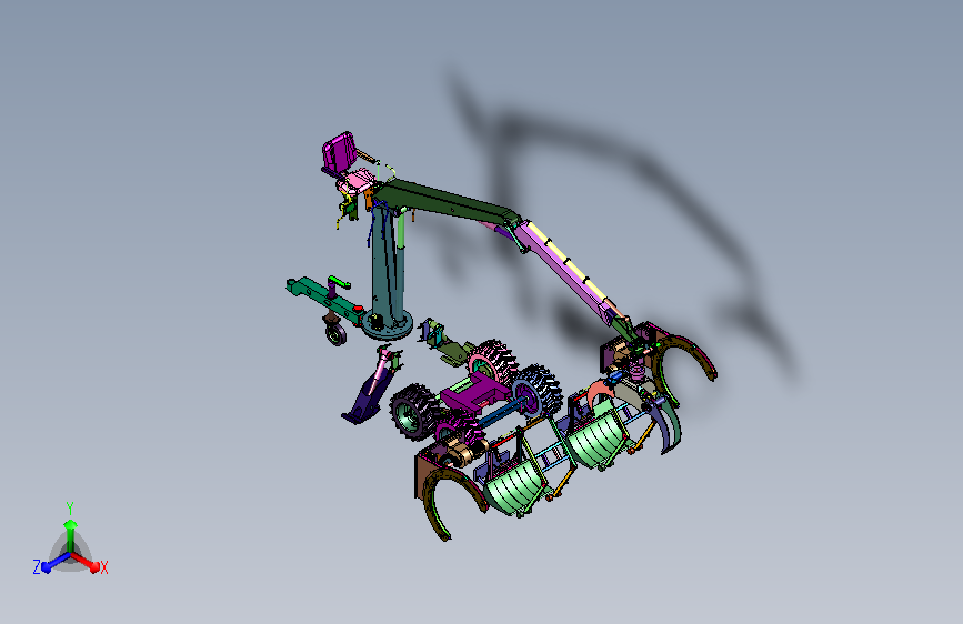 自装卸式原木集运机抓木机构