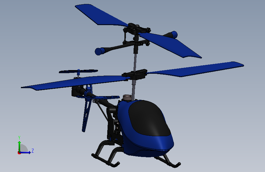 RC Helicopter遥控直升机3D数模图纸 Solidworks设计 左侧视图