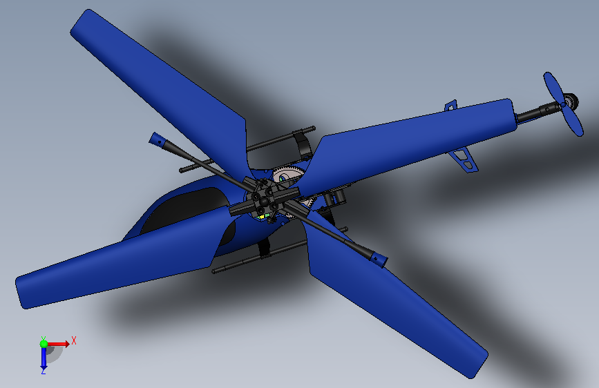 RC Helicopter遥控直升机3D数模图纸 Solidworks设计 俯视图
