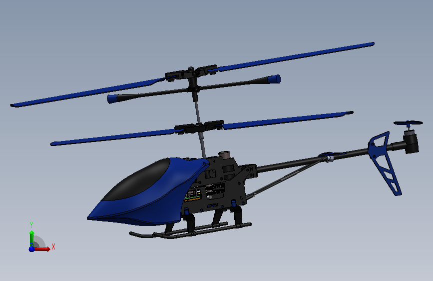 RC Helicopter遥控直升机3D数模图纸 Solidworks设计 正面视图