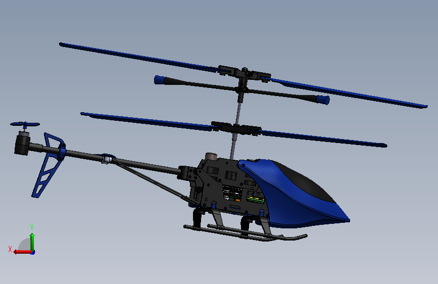 RC Helicopter遥控直升机3D数模图纸 Solidworks设计 背面视图