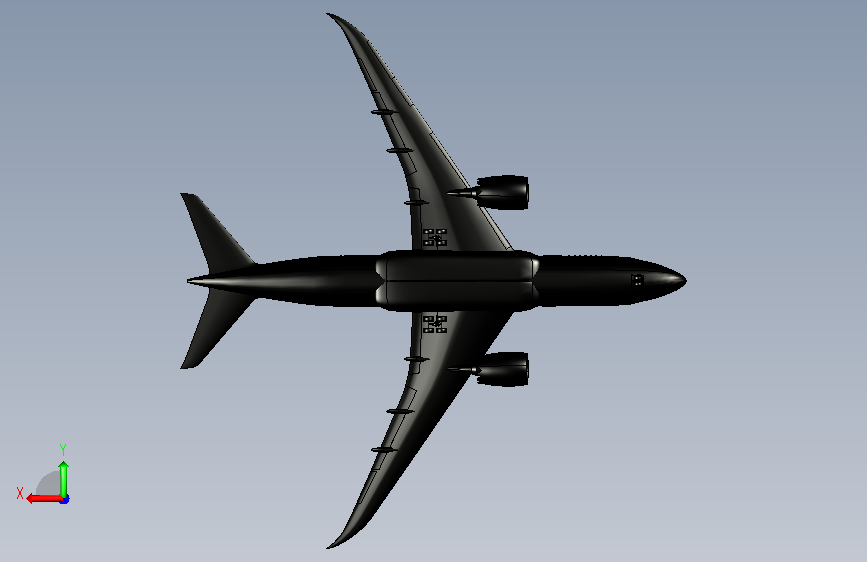 波音飞机 787-8 dreamliner igs 3dm IGS 背面视图