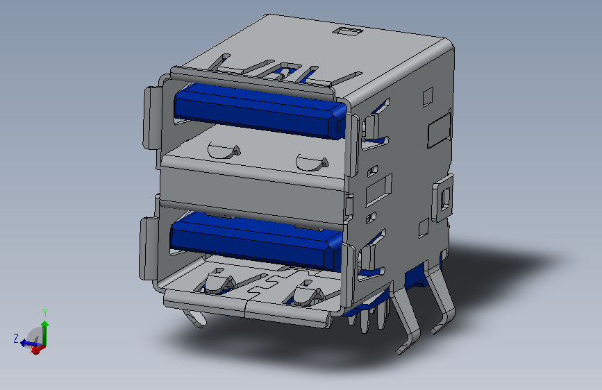 直角USB Type - A母座连接器直角USB Type - A母座2X USB3.0 PORTS, RPi4ModelB
