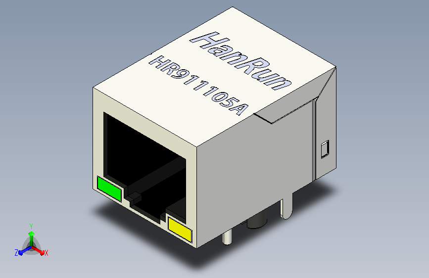 网口网线接口母头RJ45连接器 带 LED 指示灯的 RJ45 网络插座母座，也常称为网口插座连接器用来和网线水晶头对接User Library-HR911105A