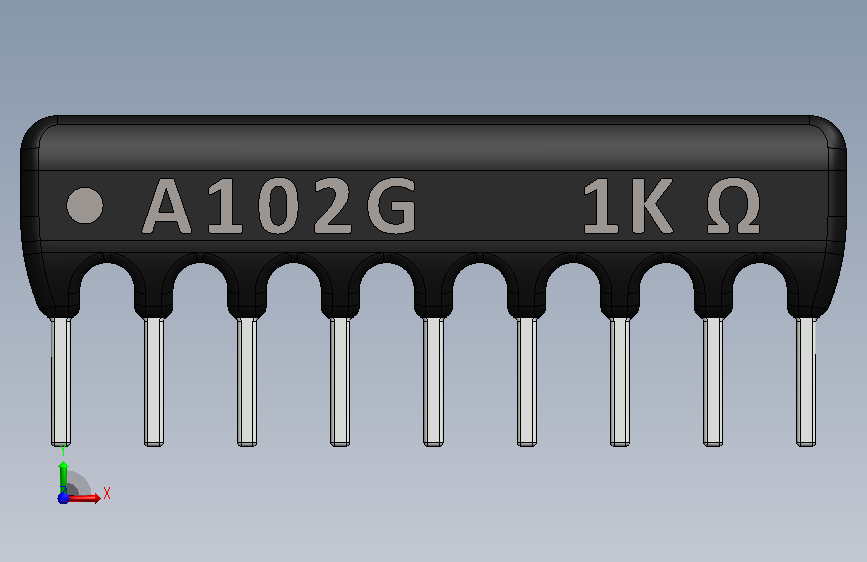 Resistor Network 1K Ohm 9-Pin.SLDPRT_电阻网络 1K 欧姆 9 引脚