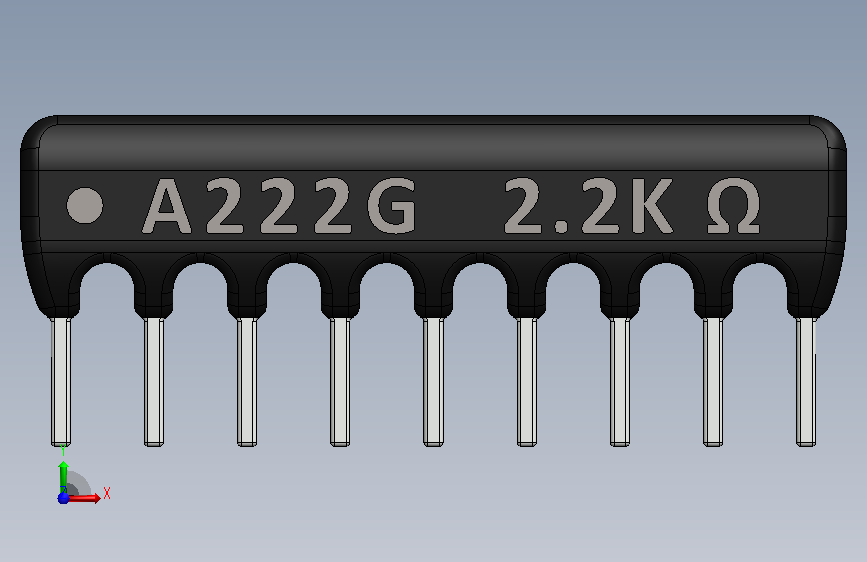 Resistor Network 2.2K Ohm 9-Pin.SLDPRT_电阻网络 2.2K 欧姆 9-脚