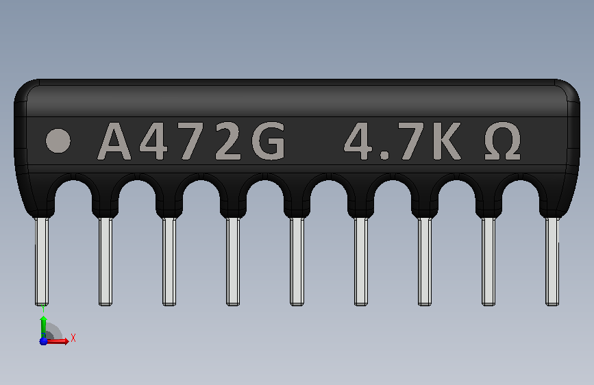Resistor Network 4.7K Ohm 9-Pin.SLDPRT_电阻网络 4.7K 欧姆 9 引脚