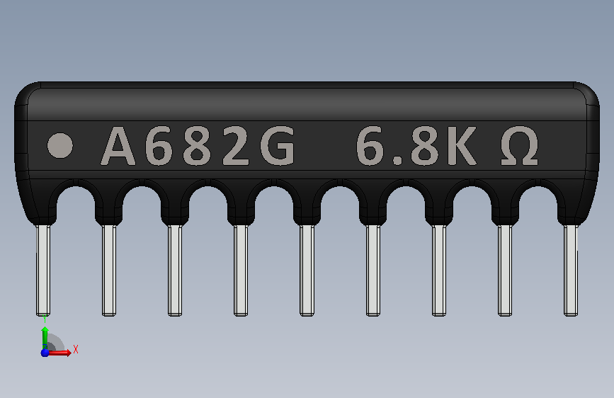 Resistor Network 6.8K Ohm 9-Pin.SLDPRT_电阻网络 6.8K 欧姆 9 引脚