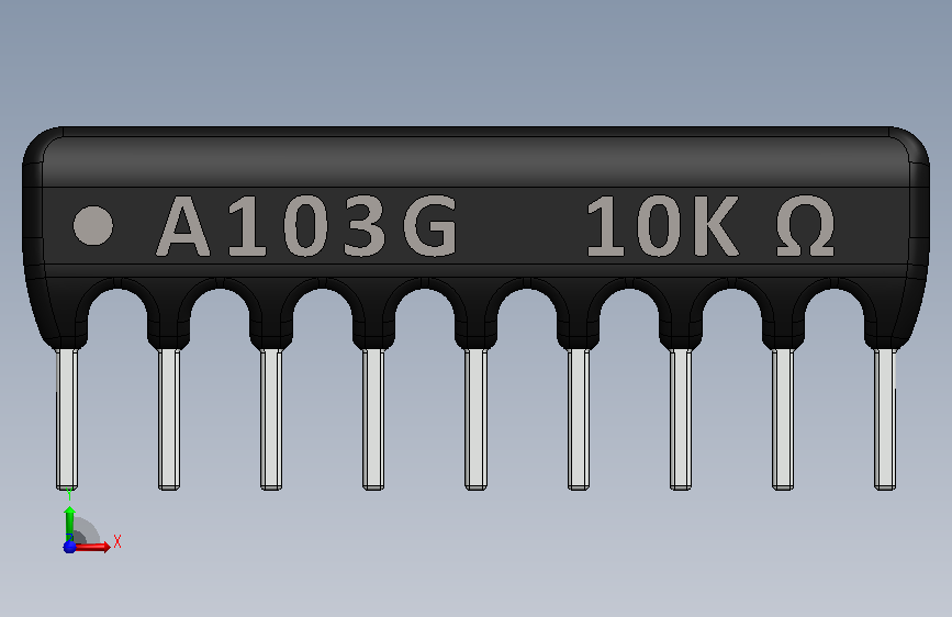 Resistor Network 10K Ohm 9-Pin.SLDPRT_电阻网络 10K 欧姆 9 引脚