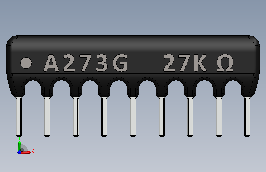 Resistor Network 27K Ohm 9-Pin.SLDPRT_电阻网络 27K 欧姆 9-引脚