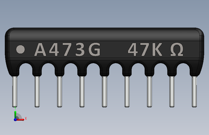 Resistor Network 47K Ohm 9-Pin.SLDPRT_电阻网络 47K 欧姆 9 引脚