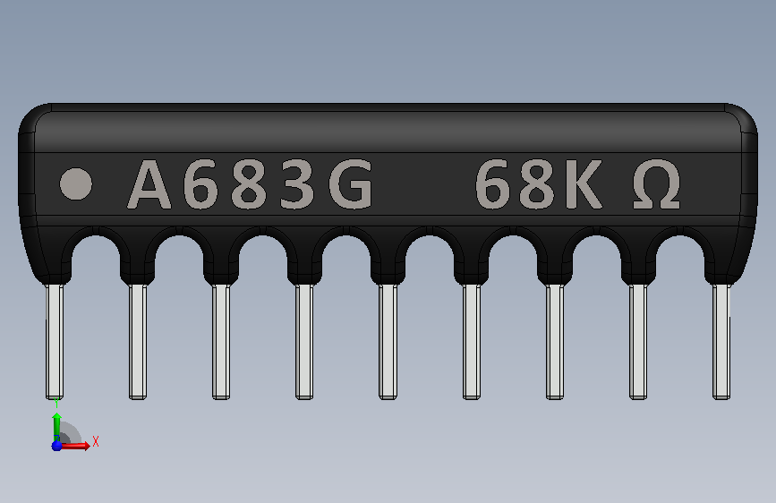Resistor Network 68K Ohm 9-Pin.SLDPRT_电阻网络 68K 欧姆 9-引脚