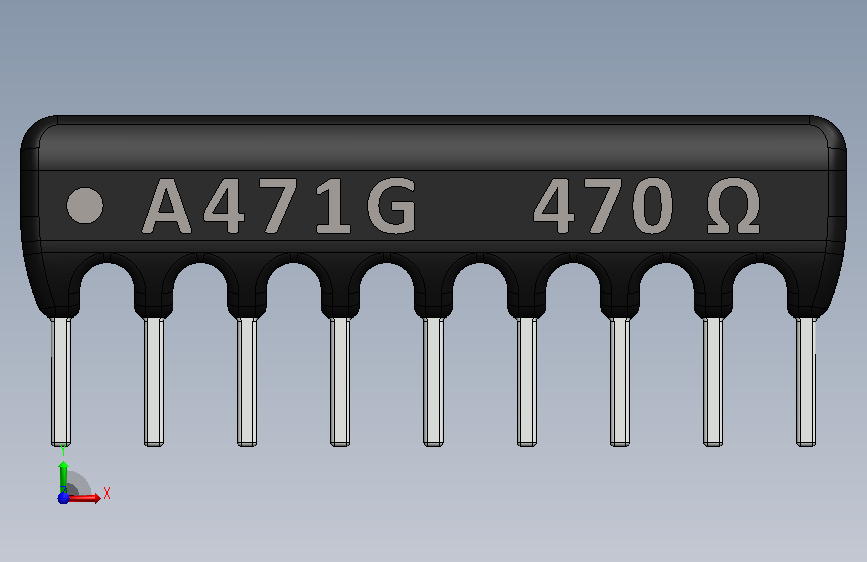Resistor Network 470 Ohm 9-Pin.SLDPRT_电阻网络 470 欧姆 9 引脚