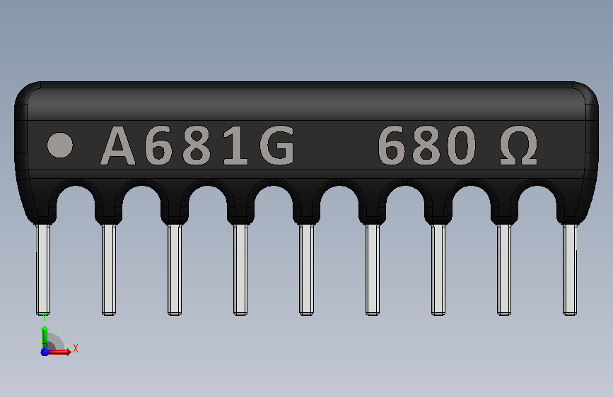 Resistor Network 680 Ohm 9-Pin.SLDPRT_电阻网络 680 欧姆 9 引脚