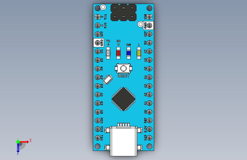 IGES ARDUINO NANO - A000005.IGS_IGES ARDUINO NANO-A000005__ 俯视图