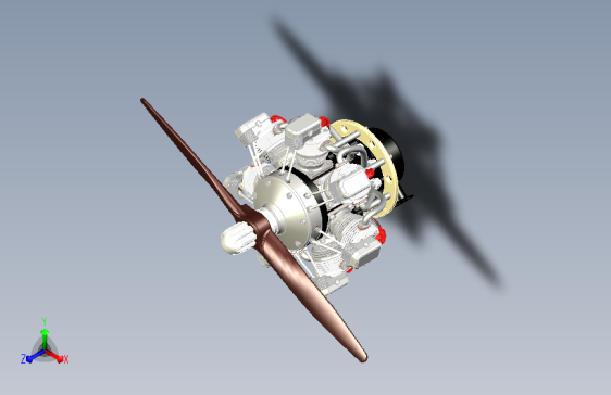 7缸星型发动机 INVENTOR stp dwg带二维图纸