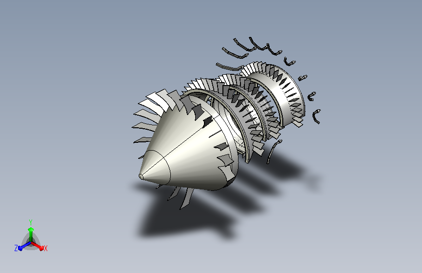 高旁通涡扇3阀芯发动机 CATIA stp