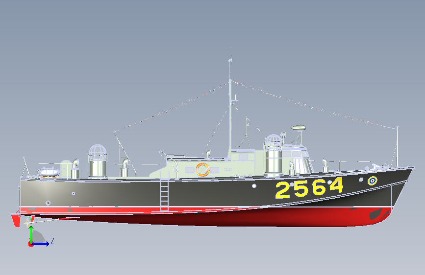 轮船 军舰58 sw13 正面视图