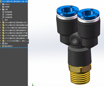 PX8-02螺纹Y型三通快速接头