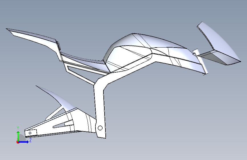运动摩托车 SolidWorks stp 左侧视图
