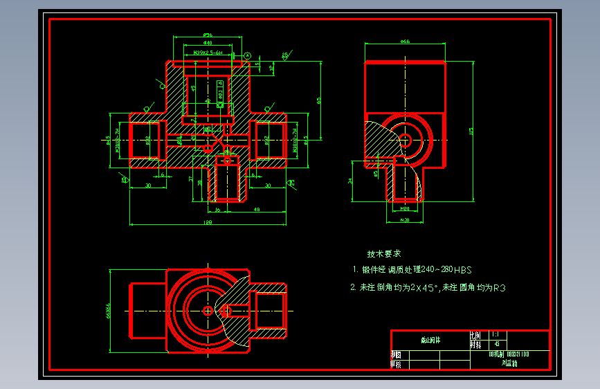 截止阀体零件的工艺规程及钻Φ34孔的工装夹具设计 主视图