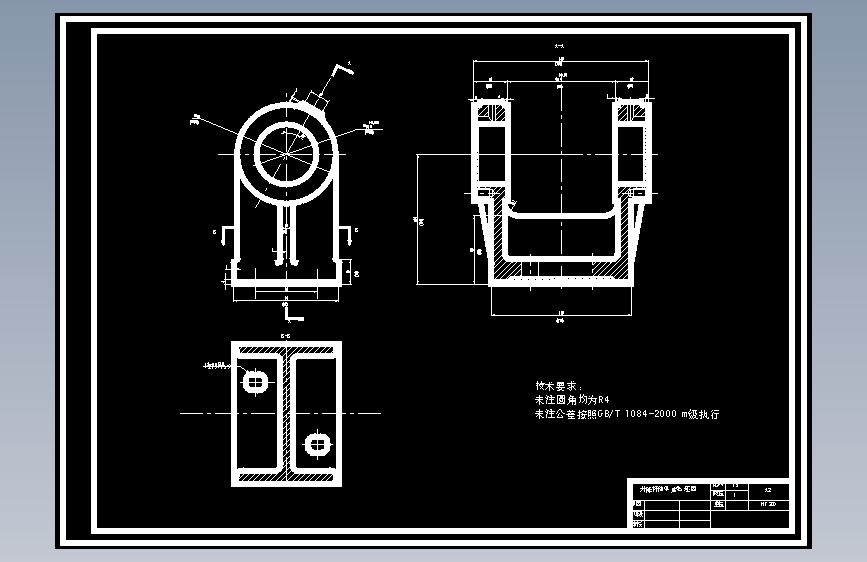 升降杆轴承座工艺及夹具设计(含全套CAD图纸) 主视图